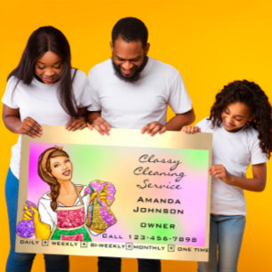 Cartão De Visita Serviço de Limpeza de Casa Clássica Maid Girly