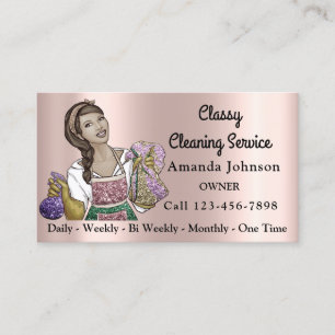 Cartão De Visita Serviço de Limpeza de Casa Clássica - Rosa