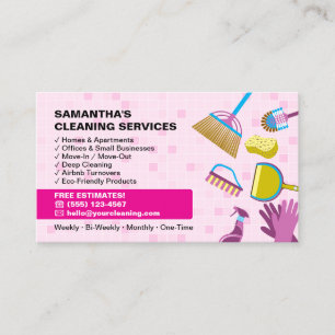 Cartão De Visita Serviço de Limpeza de Casa da Senhora Pink Maid Ja