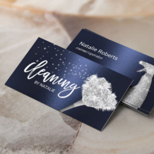 Cartão De Visita Serviço de Limpeza de Casa de Marinho Moderno Azul