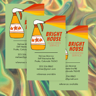 Cartão De Visita Serviço de Limpeza de Casa Retroativa Frasco de Pu