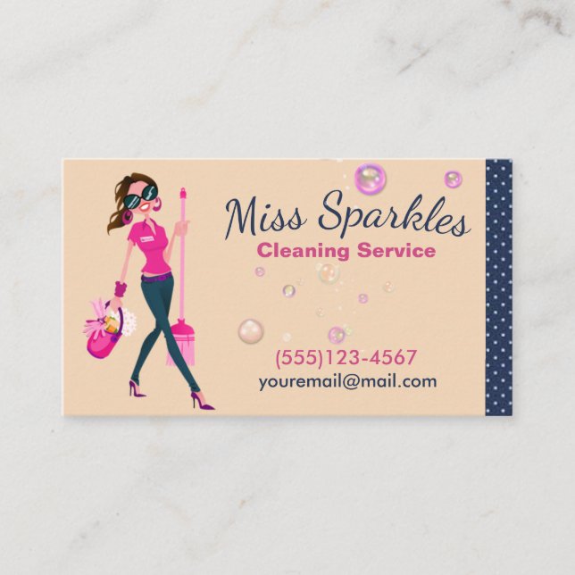Cartão De Visita Serviço de limpeza de casas de bonecas Trendy (Frente)