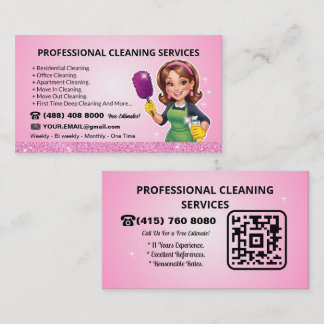 Cartão De Visita Serviço de Limpeza de Código QR