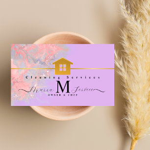 Cartão De Visita serviço de limpeza de design de ouros de mármore r