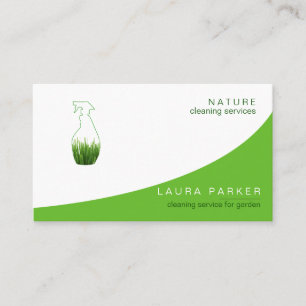 Cartão De Visita Serviço de Limpeza de Garrafas de Mola Verde