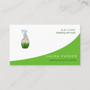 Cartão De Visita Serviço de Limpeza de Garrafas de Mola Verde