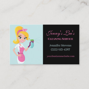 Cartão De Visita Serviço de Limpeza de Habitação de Cute Maid