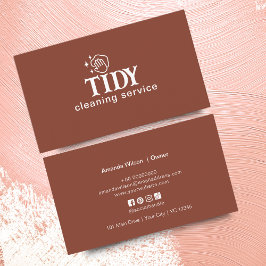 Cartão De Visita Serviço de Limpeza de Laranja Queimada Minimalista