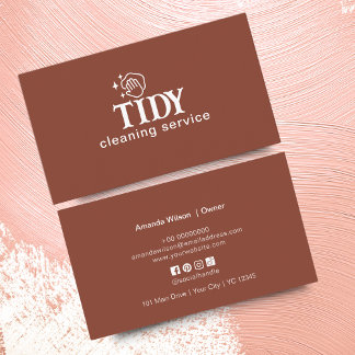 Cartão De Visita Serviço de Limpeza de Laranja Queimada Minimalista