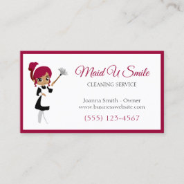 Cartão De Visita Serviço de Limpeza de Maid Hemorragia Cute Burgund
