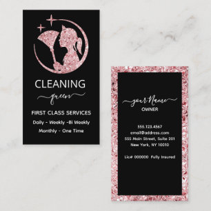 Cartão De Visita Serviço de Limpeza de Rosa Rosa Maid