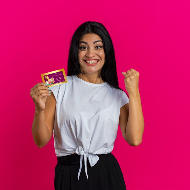 Cartão De Visita Serviço de Limpeza de Sala Clássica Dourado (Classy House Office Cleaning Service Maid Gold Business Card)