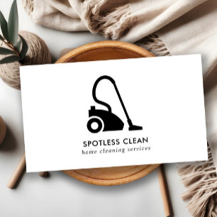 CARTÃO DE VISITA SERVIÇO DE LIMPEZA DE VÁCUO BRANCO SIMPLES E BRANC