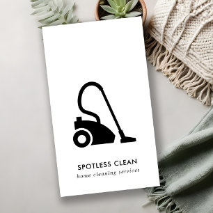 CARTÃO DE VISITA SERVIÇO DE LIMPEZA DE VÁCUO SIMPLES BRANCO PRETO
