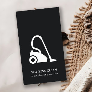 CARTÃO DE VISITA SERVIÇO DE LIMPEZA DE VÁCUO SIMPLES BRANCO PRETO