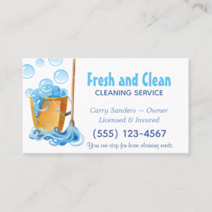 Cartão De Visita Serviço de Limpeza do Balde e do Mop Bolinhas