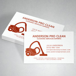 Cartão De Visita Serviço de Limpeza do Home & Office Pro Vermelho