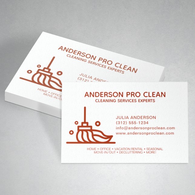 Cartão De Visita Serviço de Limpeza do Home & Office Pro Vermelho (Criador carregado)
