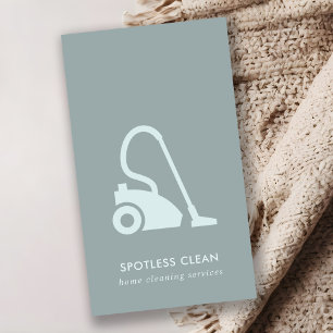 CARTÃO DE VISITA SERVIÇO DE LIMPEZA DO VÁCUO AZUL SIMPLES DE CINZ