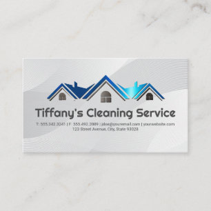 Cartão De Visita Serviço de limpeza doméstica   Logotipo do telhado