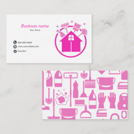 Cartão De Visita Serviço de Limpeza Doméstica Pink Pro