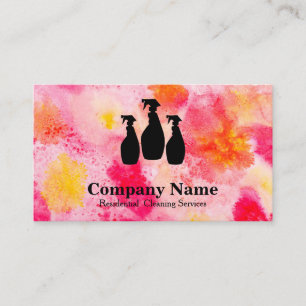 Cartão De Visita Serviço de Limpeza Elegante Glitter Watercolor Ocu