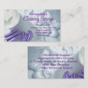 Cartão De Visita Serviço de Limpeza Elegante Suds Roxo Faxina