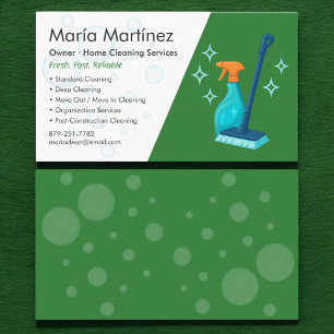 Cartão De Visita Serviço de Limpeza Green Professional