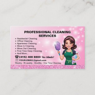 Cartão De Visita Serviço de Limpeza Janitorial de Maid Rosa