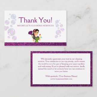 Cartão De Visita Serviço de Limpeza Maid Sparkle Obrigado