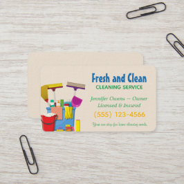 Cartão De Visita Serviço de Limpeza Moderna de Baldes