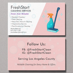Cartão De Visita Serviço de Limpeza na moda