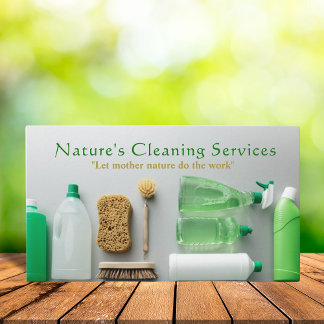 Cartão De Visita Serviço de Limpeza Natural Verde Profissional