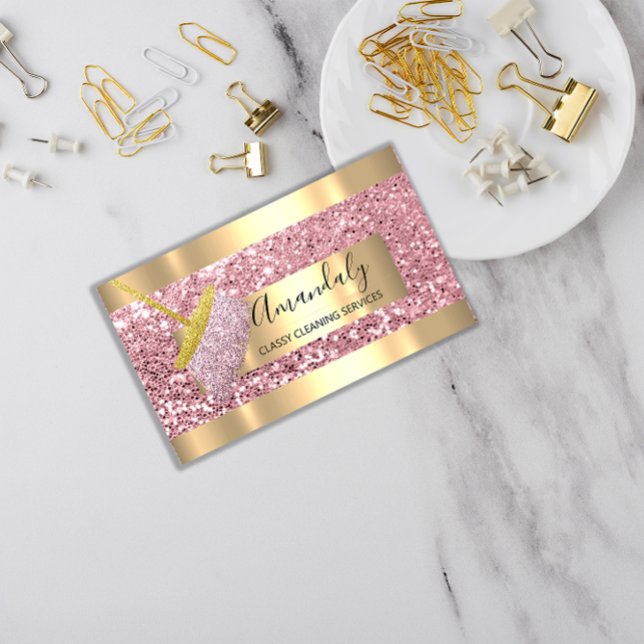 Cartão De Visita Serviço de Limpeza Profissional (Professional Cleaning Service Maid House Keeping Business Card)