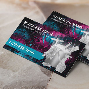 Cartão De Visita Serviço de Limpeza Profissional de Água Moderna