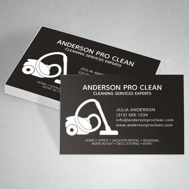 Cartão De Visita Serviço de Limpeza Profissional de Casa e Escritór (Criador carregado)