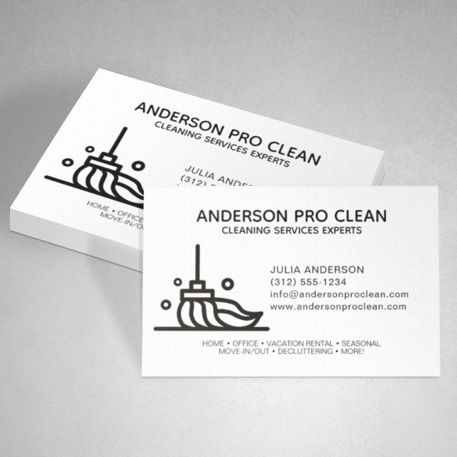 Cartão De Visita Serviço de Limpeza Profissional de Casa e Escritór (Criador carregado)