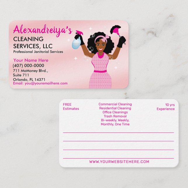 Cartão De Visita Serviço de Limpeza Profissional/Serviço Doméstico  (Frente/Verso)