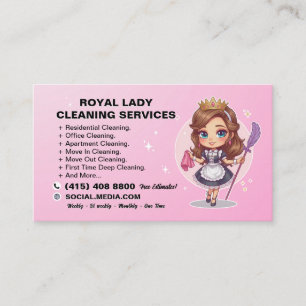 Cartão De Visita Serviço de Limpeza Residencial Pink Maid