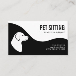 Cartão De Visita Serviço de Pet Sitter Silhueta de Cachorro Preto e