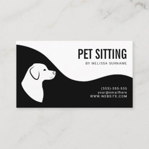 Cartão De Visita Serviço de Pet Sitter Silhueta de Cachorro Preto e