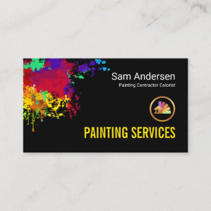 Cartão De Visita Serviço de Pintor Residencial com Salpicos de Tint