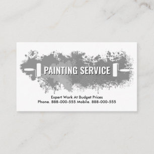 Cartão De Visita Serviço de Pintura com Salpico de Tinta Cinza