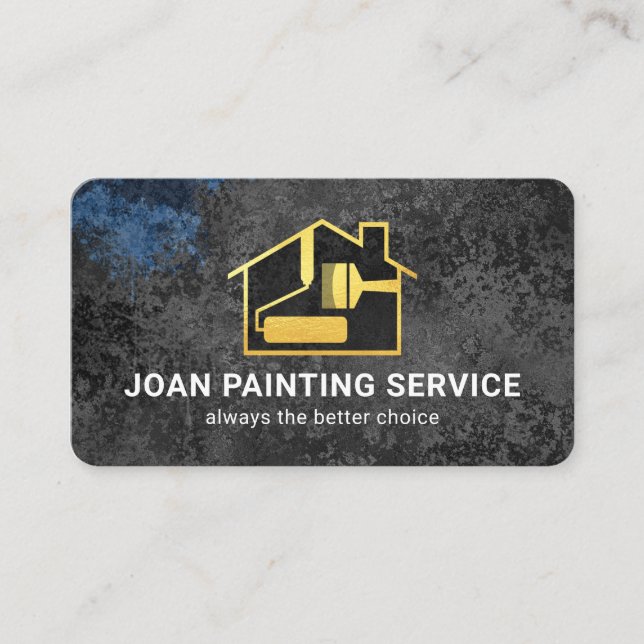 Cartão De Visita Serviço de Pintura Grey Grunge (Frente)