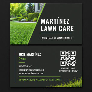 Cartão De Visita Serviço de QR Code para Paisagismo Preto