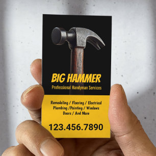 Cartão De Visita Serviço de Reparo de Hammer Grande do Handyman
