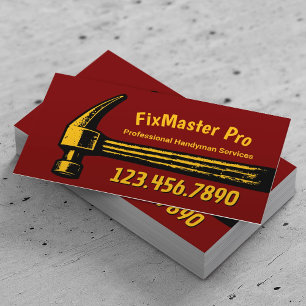Cartão De Visita Serviço de Reparo de Handyman Big Hammer Fix Maste