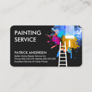 Cartão De Visita Serviço de Reparo Doméstico de Pintura Splattered