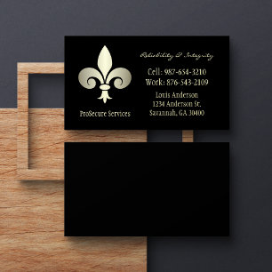 Cartão De Visita Serviço de Segurança Fleur de Lis Dourado