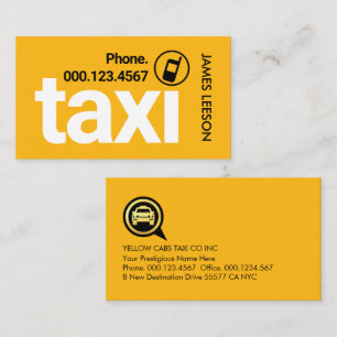 Cartão De Visita Serviço de Táxi Minimalista Simples Amarelo